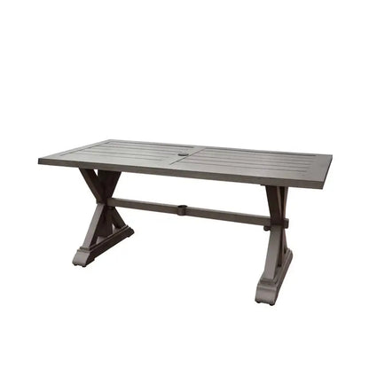 Modern Aluminum Dining Table, Dark Gray Outdoor Furniture, Sleek Design for Patio and Garden, Weather-Resistant, Ideal for