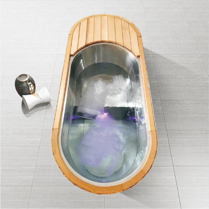 z Factory Outdoor Wooden Ice Bath Cold Plunge Stainless Steel Liner Cold Soaking Sport Recovery
