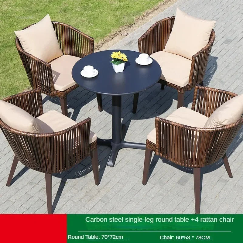 Rattan Garden Table and Chair Balcony Outdoor Furniture Sets Modern Outdoor Leisure Rattan Table and Chair Garden Furniture Sets