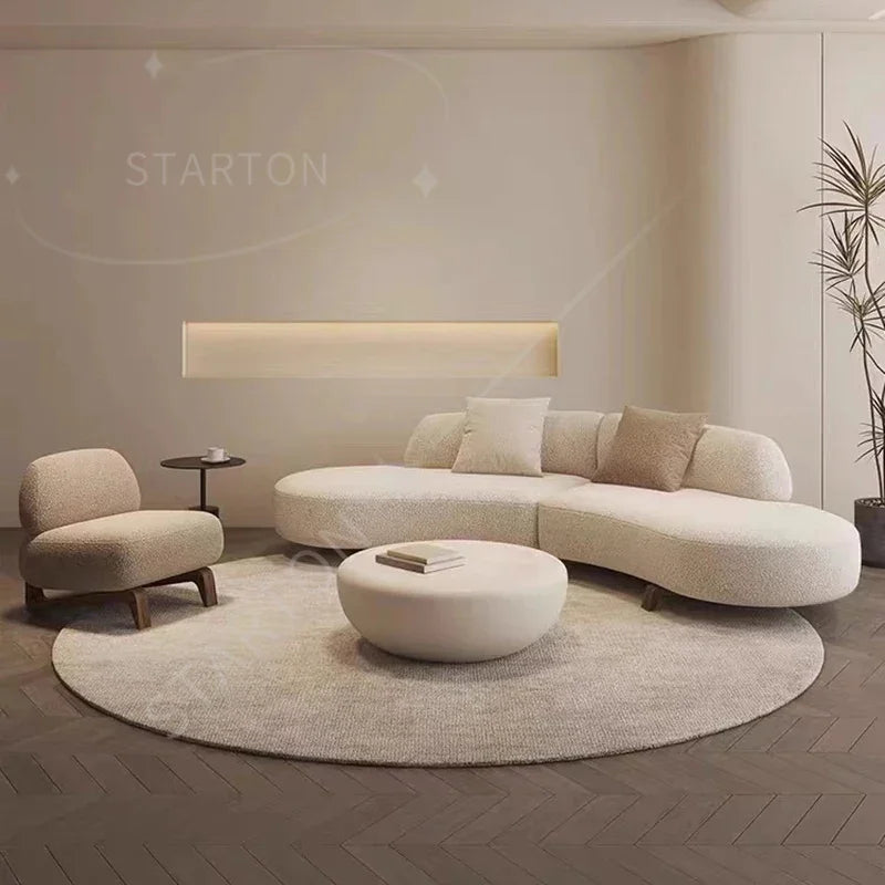 Curved Modern Soft Unique Sofa Kawaii Wood Foam Nordic Luxury Sofa Sectional Lounge Designer Divano Letto Living Room Furniture