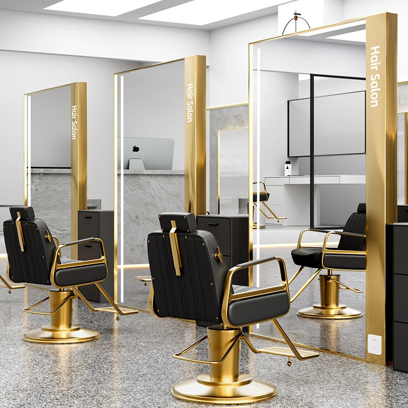 HJ Barber Shop Mirror Quick Cut Special Mirror Hair Salon Internet celebrity hair salon Full Lamp Mirror