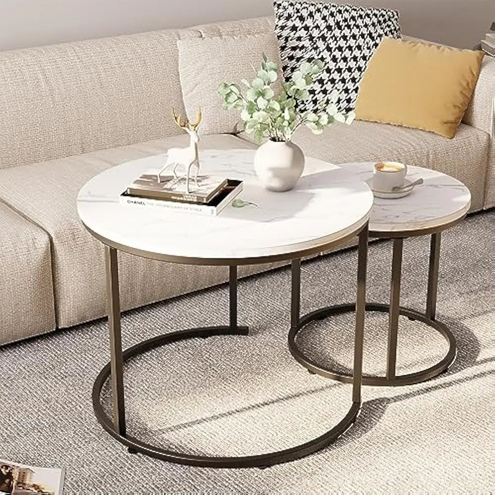 Coffee Tables, Round Nesting Tables Set of 2,Tables, Stacking Nesting Tables for Living Room, Circle Coffee Tables, Side Tables