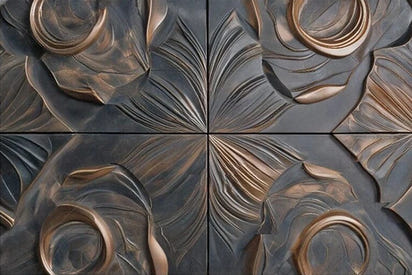 MU8844 Modern high-end golden gilded rock plate TV sofa background wall paper mural