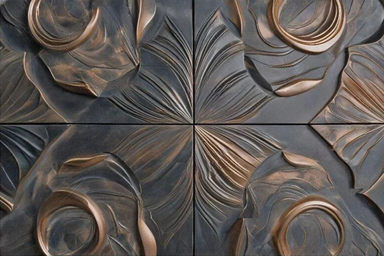 MU8844 Modern high-end golden gilded rock plate TV sofa background wall paper mural