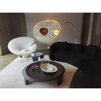 #y Elegant Accent Casual Black  Leather Lounge Chairs Single Sitting Room Arm Chair Living Room steel Flower fiberglass Armchair