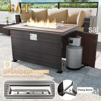 PatioLix 13PCS Outdoor Furniture Set with 43" 55000BTU Gas Propane Fire Pit Table PE Wicker Rattan Sectional Sofa Patio Conversation