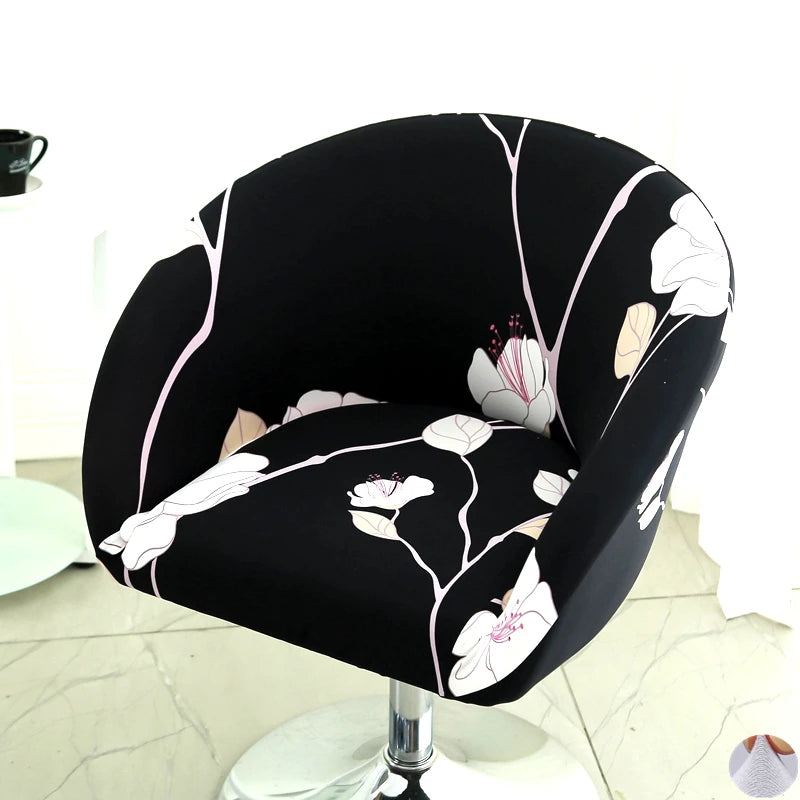 Universal Curved Chair Cover Short Back Printed Arc Armchair Covers Dining Chair Covers Home Spandex Elastic Dustproof Cover