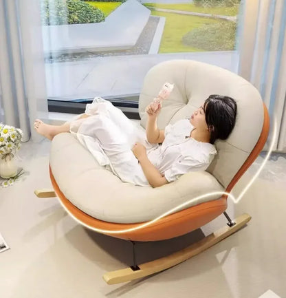Cozy Snail Wooden Rocking Chair for Balcony and Living Room Lazy Large Rocking Sofa Chair for Leisure Time in Living Room