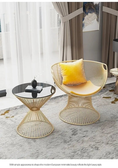 High-end stainless steel dining chair single sofa chair designer home living room wrought iron balcony
