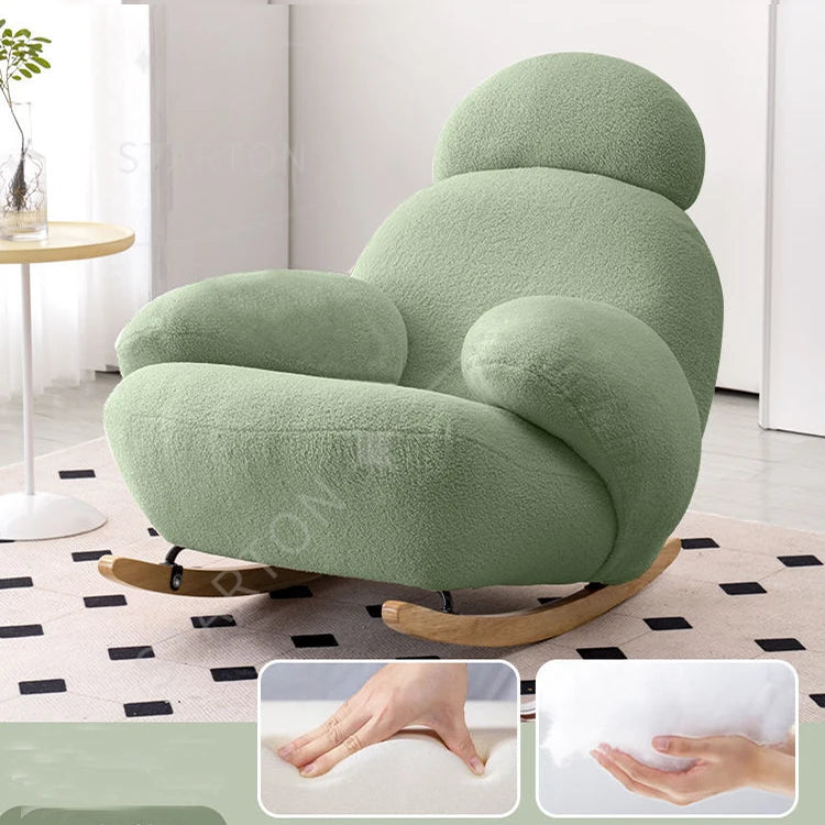 Big white Internet celebrity rocking chair lazy sofa single rocking cream living room lazy chair simple balcony bedroom