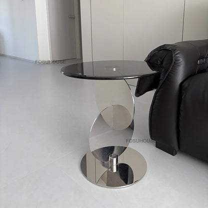 Nordic Light Luxury Coffee Tables Glass Side Table Designer Stainless Steel Corner Table Home Furniture Living Room Coffee Table