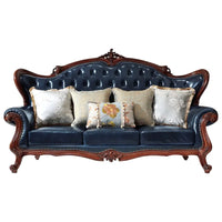 American all-solid wood leather sofa combination living room furniture large apartment European style
