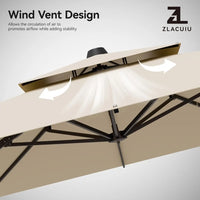 9' X 12' Cantilever Patio Umbrella 360°Rotation Rectangular Outdoor Large Offset Umbrellas Double Top Heavy Duty Windproof