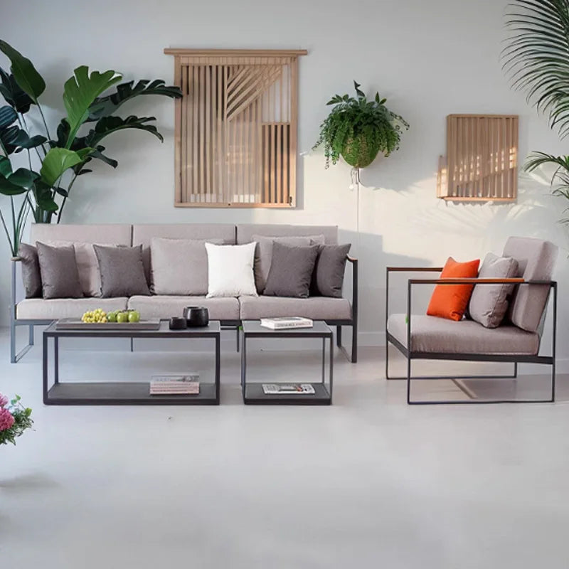 Customized outdoor leisure sofa cafe aluminum alloy lazy sofa coffee table hotel garden balcony villa furniture