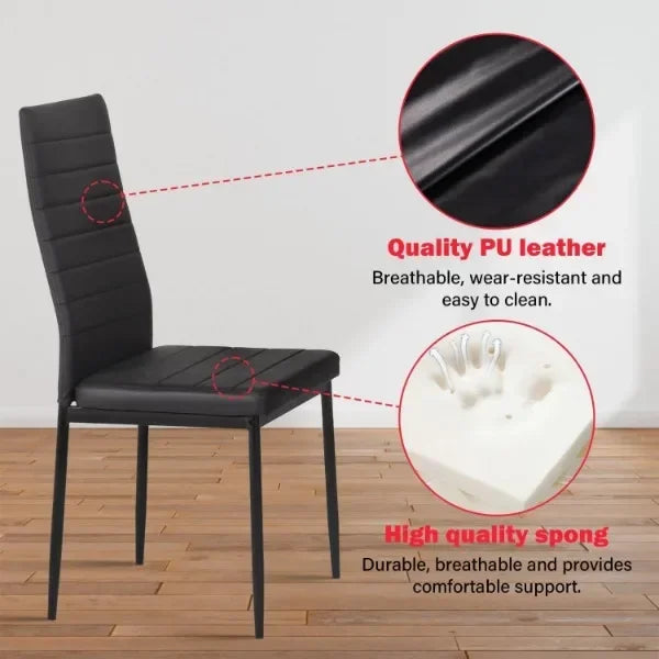 Dining Table and Chairs Set,Modern Rectangular Marble Table top with 4 Chairs PU Leather for Dining Room