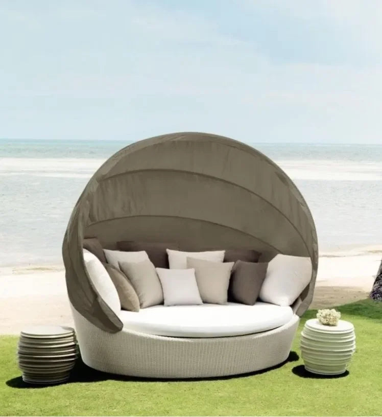 Furniture  pool Garden patio balcony sun bed teak daybed  classic outdoor garden double chaise lounge sofa