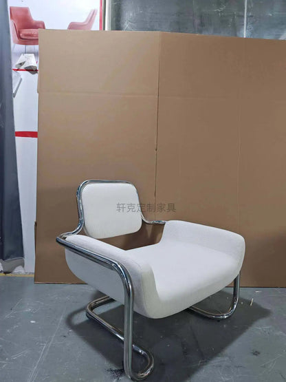 Nordic medieval curved special-shaped convex chair stainless steel light luxury backrest single chairTJ