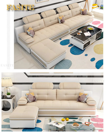 Fabric sofa small apartment simple modern three four living room combination High Quality