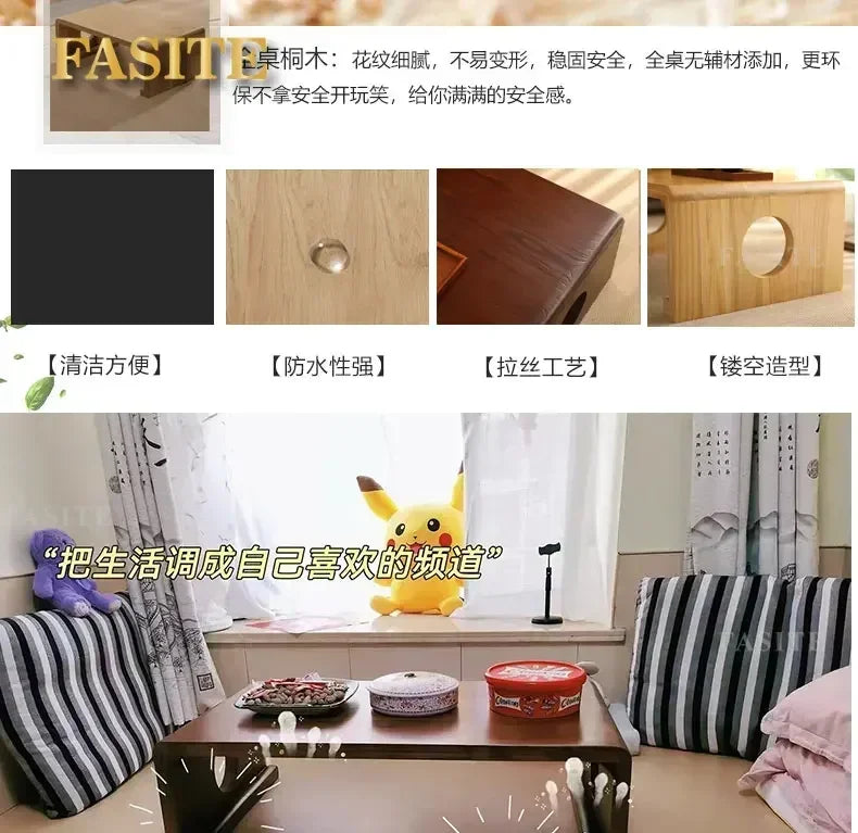 FashionJapanese Vintage Indoor Wood Furniture Asian Style Coffee Tea Living Room Low Table Rectangle 50*40cm Tatami