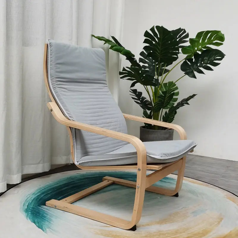 Nordic Lounge Chair - Solid Wood Armrest Recliner for Balcony & Nursery