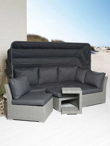 Lying bed, covered courtyard, high-end villa, outdoor rattan woven sofa bed, terrace, outdoor rattan chair