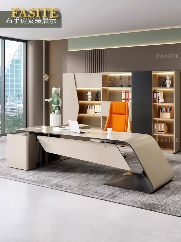 High-end Lacquered Boss Desk, Stylish Atmosphere, Modern and Simple Office Desk, High-end Workbench