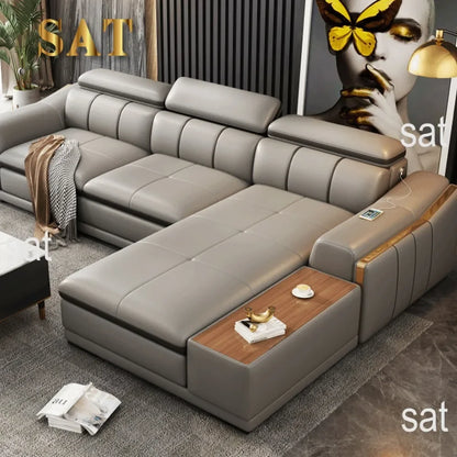 A Modern Sectional Leather Luxury Sofa Set Modular Furniture Home Multifunctional Living Room L Shape Corner Sofa