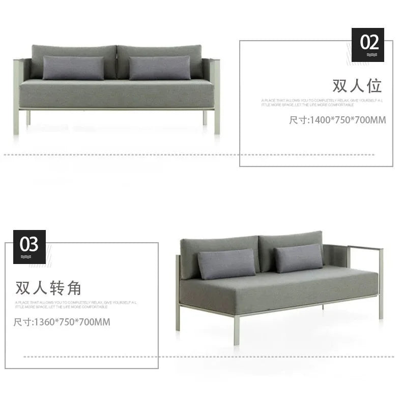 Outdoor stainless steel sofa Hotel sales office Terrace Dining table and chairs