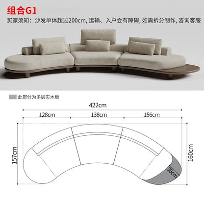 B73 Italian wabi-sabi palm beach fabric sofa living room modern simple curved light luxury, reception sofa