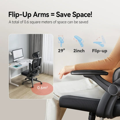Ergonomic Office Chair with Adjustable Lumbar Support, High Back Design, 3D Armrests, and Tilt Function in Black