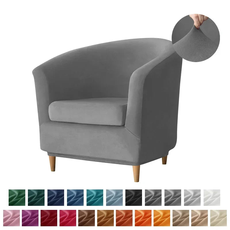 Velvet Tub Cover Chair Jacquard Single Seat Sofa Slipcover 1 Seate Living Room  Furniture Couch Washable Club Armchair Cover