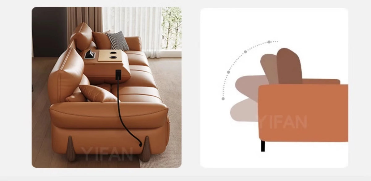 Relaxing Genuine Leather Sofa Living Room Electric Reclining Italian Sofa Lounge Luxury Divano Soggiorno Furniture Home