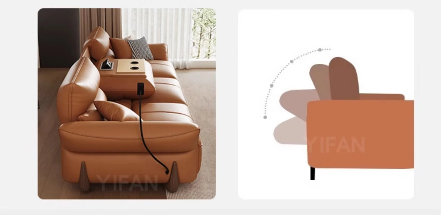 Relaxing Genuine Leather Sofa Living Room Electric Reclining Italian Sofa Lounge Luxury Divano Soggiorno Furniture Home
