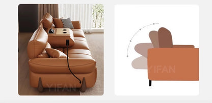 Relaxing Genuine Leather Sofa Living Room Electric Reclining Italian Sofa Lounge Luxury Divano Soggiorno Furniture Home