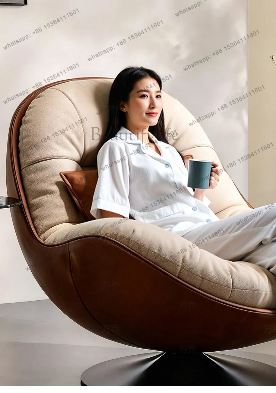 Italian minimalist lazy sofa chair bedroom modern simple light luxury single swivel chair for home use