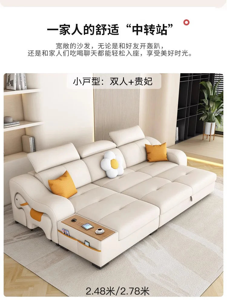 custom. [Official Genuine] Yisheng Scratch Leather Sofa Bed Dual-use Foldable Multifunctional Small Apartment Livin