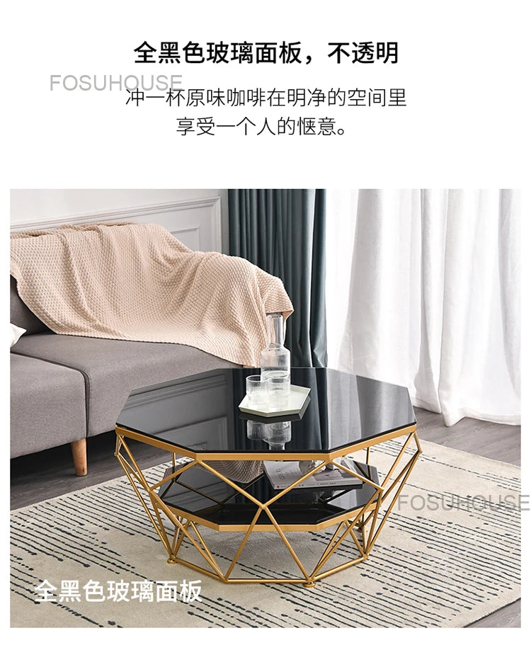 Nordic Glass Living Room Coffee Tables Light Luxury Modern Toughened Glass Bedroom Corner Table Iron Coffee Table Home Furniture