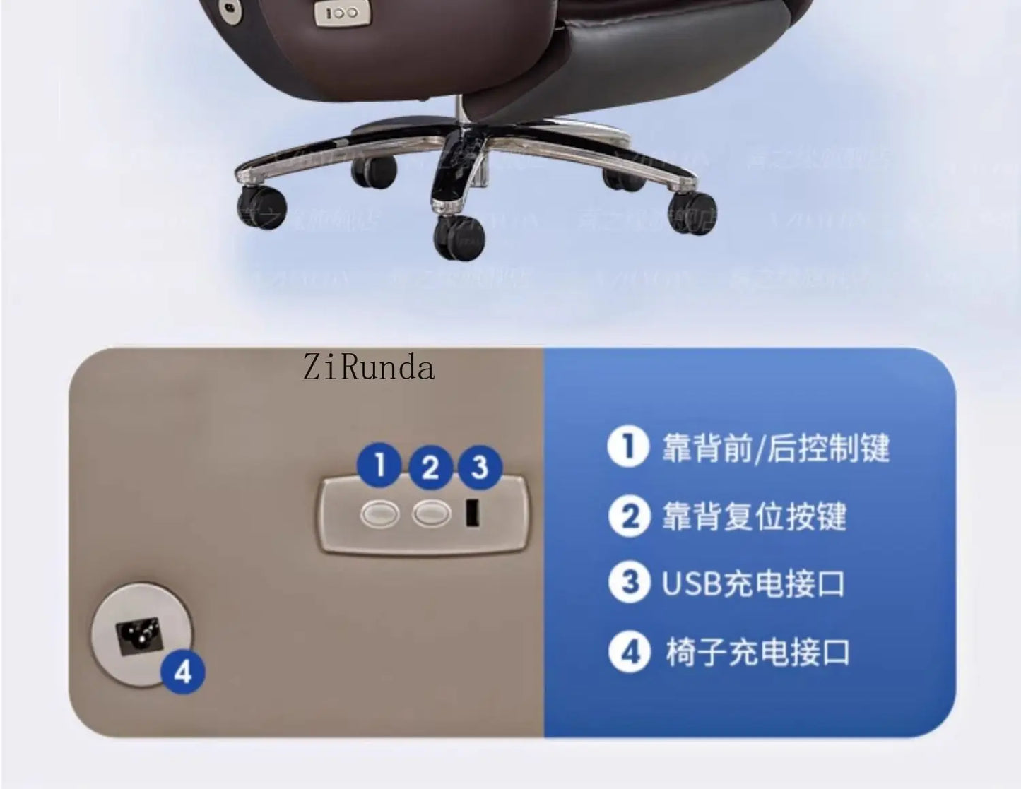 Electric boss chair leather office high-end reclining computer chair home nap multi-functional luxury chair