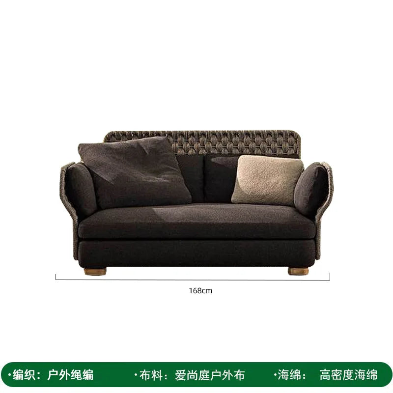Outdoor rattan sofa, courtyard bed recliner, villa outdoor Nordic simple white bantam L-shaped sofa