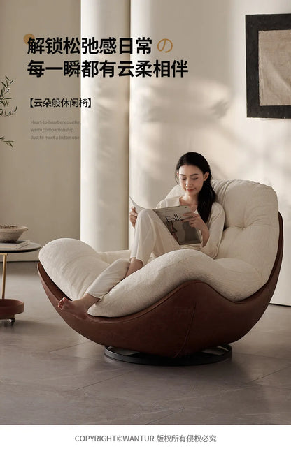 Italian minimalist rotating single chair modern creative sofa living room balcony lazy recliner