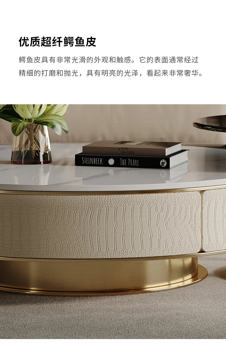 A163 Italian Light Luxury Stainless Steel round Living Room Home Coffee Table Modern Side Table