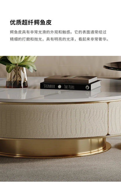 A163 Italian Light Luxury Stainless Steel round Living Room Home Coffee Table Modern Side Table