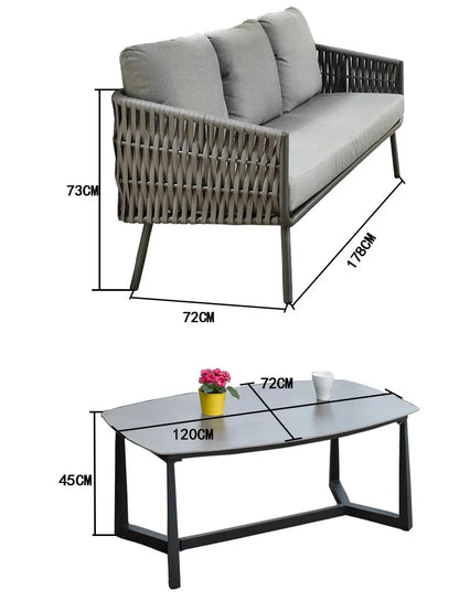 Outdoor villa courtyard rattan sofa furniture hotel bed and breakfast balcony sofa chair bed and breakfast terrace garden sofa c