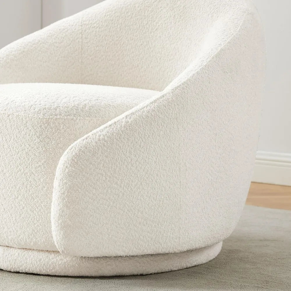 Sherpa Fabric Swivel Barrel Chair with Armrests, Comfortable Seating for Bedrooms, Living Rooms, and Apartments