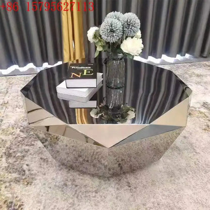 Stainless steel diamond coffee table living room household Italian sofa natural marble furniture