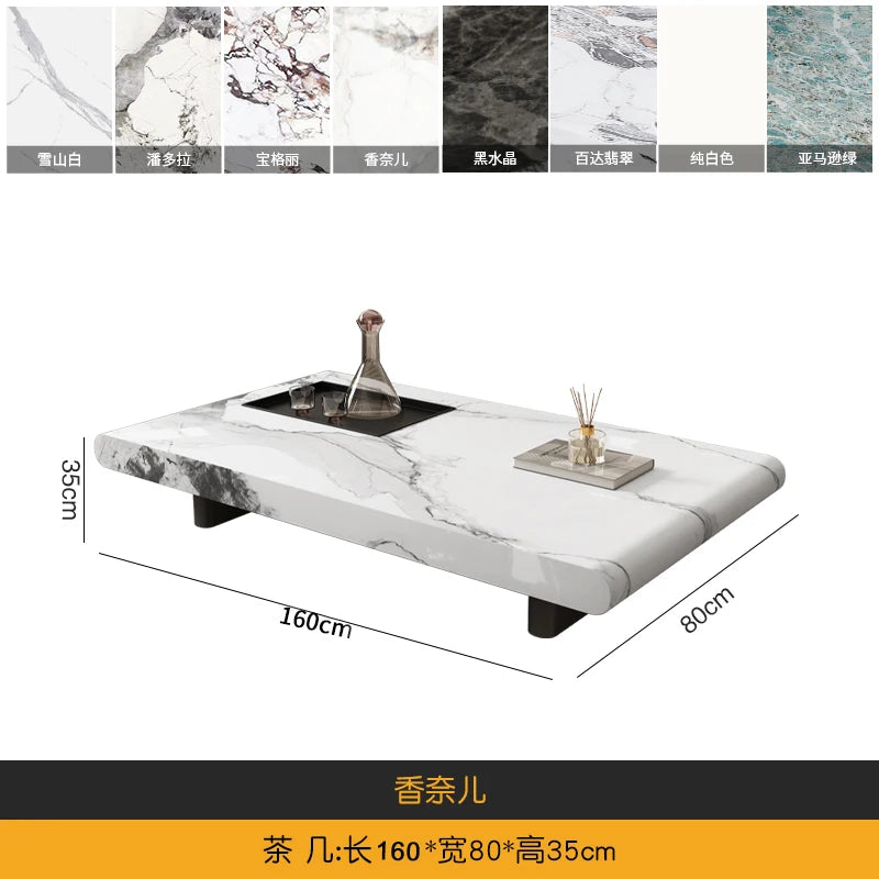 minimalist advanced sense modern simple living room household rectangular oval marble coffee table