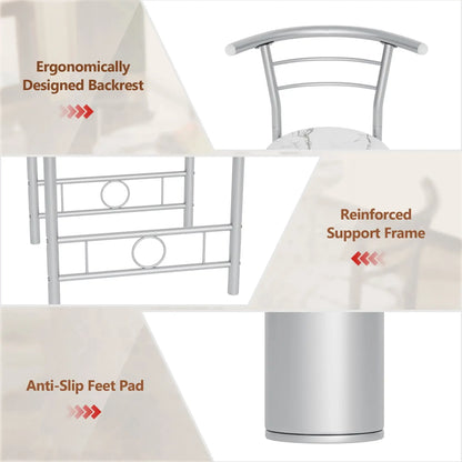 Vineego 3-Piece Small Kitchen Dining Set for 2 Black Wooden Table And Chairs Space Saving Breakfast Set