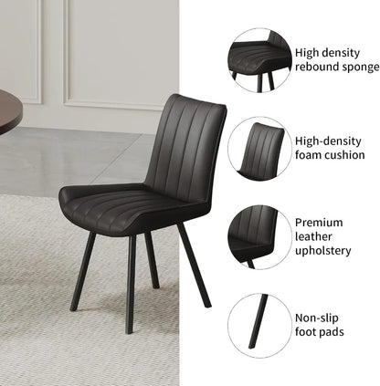 Mid-Century Modern Round Dining Table Set for 4, Walnut Wood Table & Black Chairs, Small Space Furniture