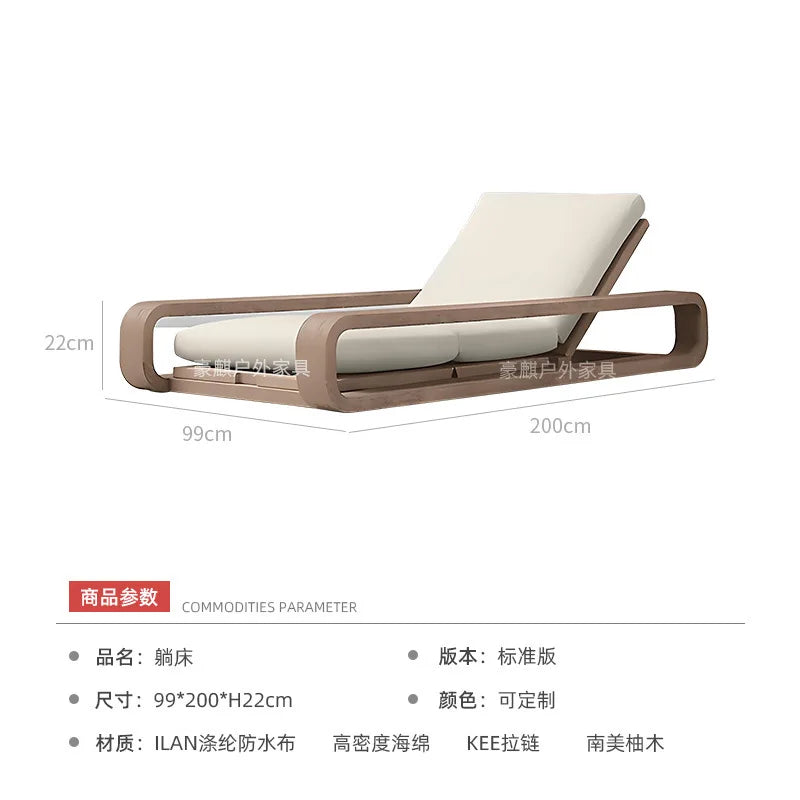 Nordic Outdoor Sofa Teak Sun Protection Waterproof Villa Garden Balcony Preservative Wood Outdoor Solid Wood Open-air Rattan Cha