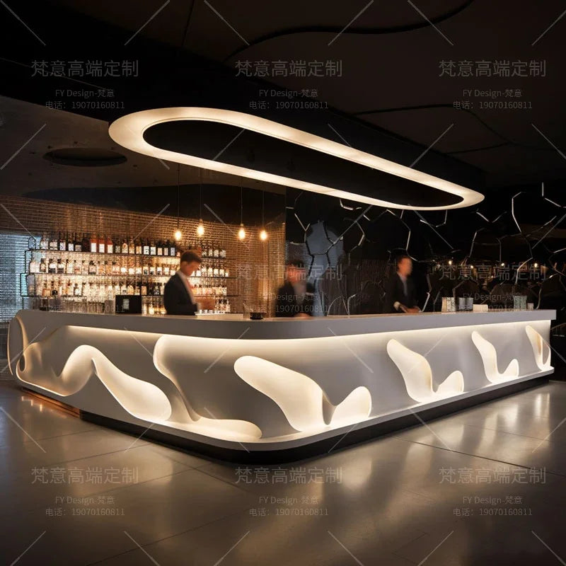 Painting front desk FRP reception desk Special-shaped creative service Bar counter Company information desk customization